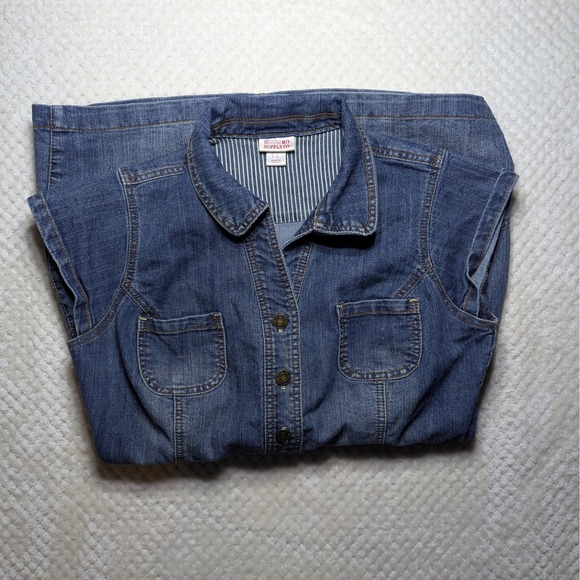 Mossimo Denim Shirt Dress | Button Front | Short Sleeve | Size L - Picture 5 of 6